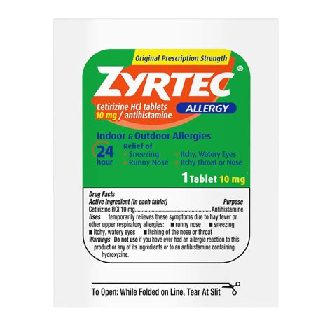 Zyrtec Allergy 24 Hour Relief Tablets - 10 mg - Shop Sinus & allergy at H-E-B