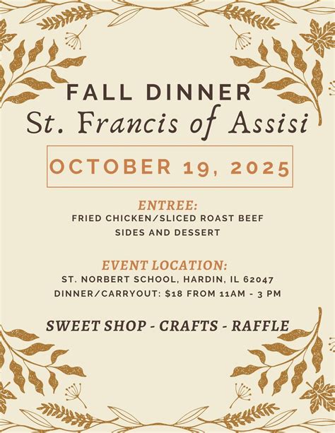 SFA Fall Dinner 2025, St. Norbert's Church, 202 N County Rd, Hardin, IL ...