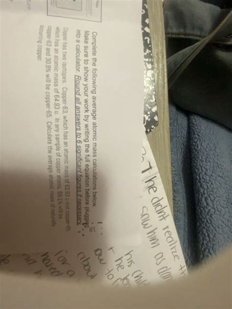 Complete the following average atomic mass calculations below. Make sure