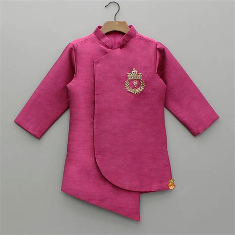 Pre Order: Magenta Asymmetric Kurta With Dhoti