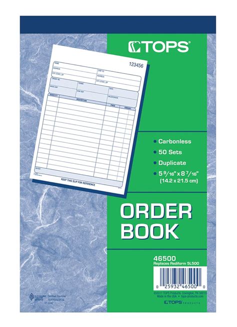 TOPS Sales Order Book, 2-Part, Carbonless, White/Canary, 5-9/16 x 7-15/ ...