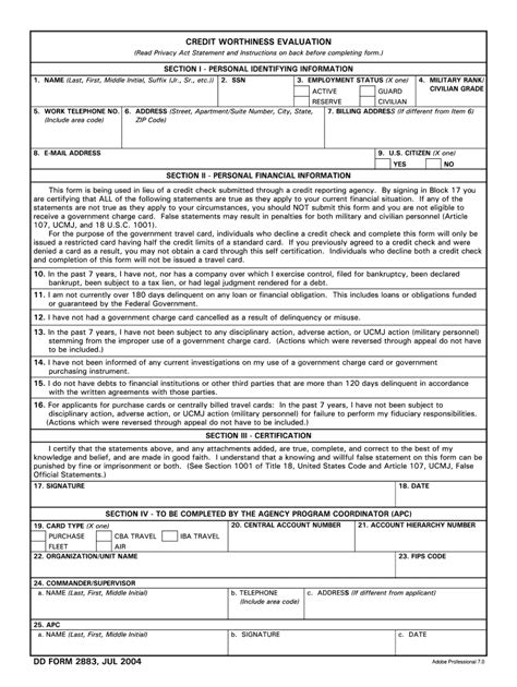 2004 Form DD 2883 - Blank Fillable Template | Fill Out, Print ...