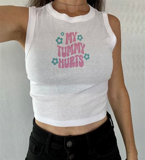 Tummy Hurts Baby Tee, Stomach Pain Y2k, Brave Girl, Tummy Trouble ...