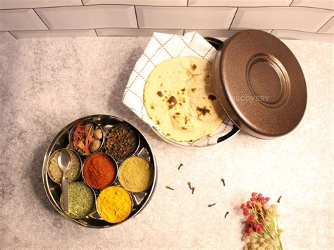 Buy Jiscovery Stainless Steel Masala Daani and Puri Dabba with Lid ...