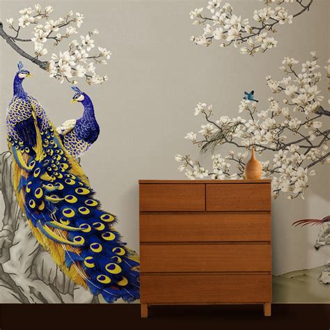 Buy A Parrot Couple Floral Tree Wallpaper | The Seven Colours
