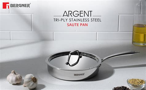 Buy Bergner Argent Triply Stainless Steel Sautepan/ Deep Frypan with ...