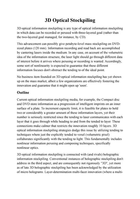 3D Optical Stockpiling - This advancement can possibly give petabyte ...