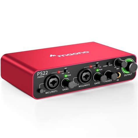Maon0 Audio interface, USB Audio Mixer with 60 dB Preamp, 24bit/192kHz ...