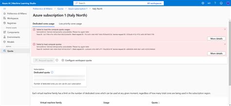 Image result for Azure Machine Learning Service Error Quota Request