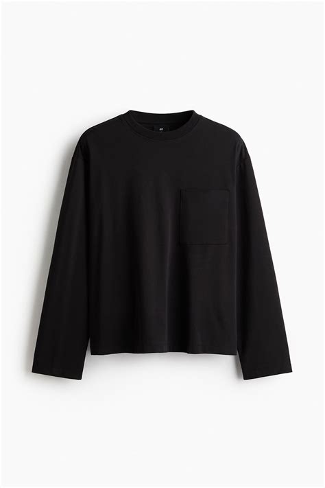 Loose-Fit Long-Sleeved Jersey Shirt - Black - Men | H&M US
