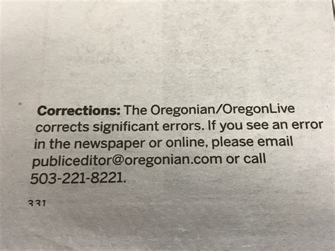 Newspaper corrections for Feb. 20, 2019 - oregonlive.com