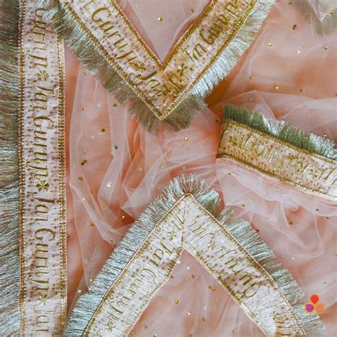 Guru Ji Peach Net Stone Dupatta – anokherang