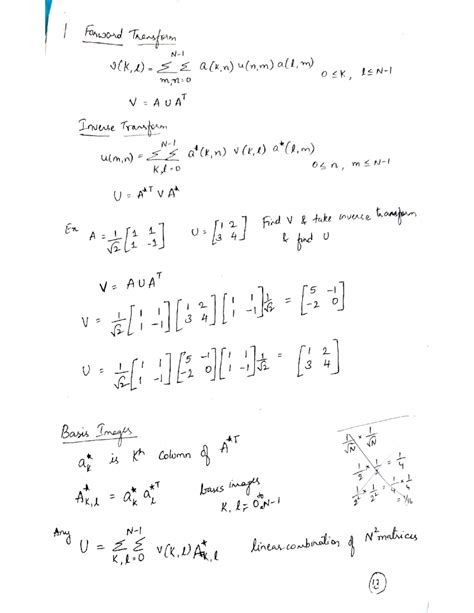 Notes on Image Transforms and Unitry Matrices (DIP 101) - Studocu