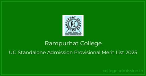 Rampurhat College: UG Standalone Admission Provisional Merit List 2025 ...
