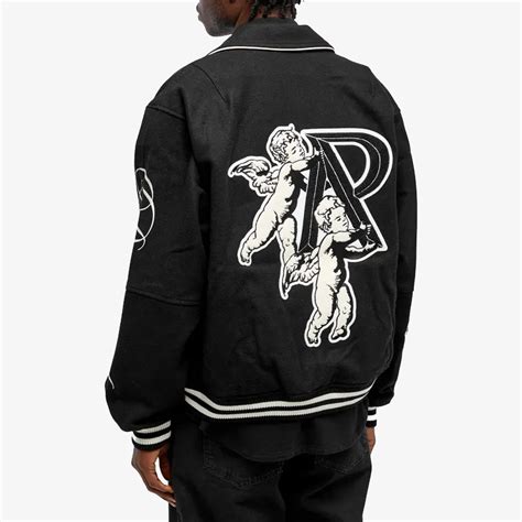Buy Represent Jet Black Cherub Wool Varsity Jacket for Men Online ...