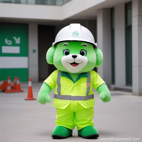Light Green Mascot Promoting Work Safety | Stable Diffusion Online