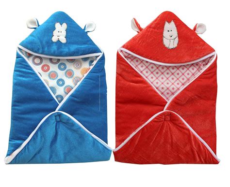 MY NEWBORN Baby Wrapper Blanket with Hood-Combo of 2 Pcs : Amazon.in ...