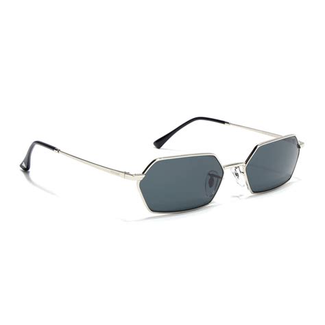 Malana | Black Hexagonal Sunglasses | Silver Frame - MG7632