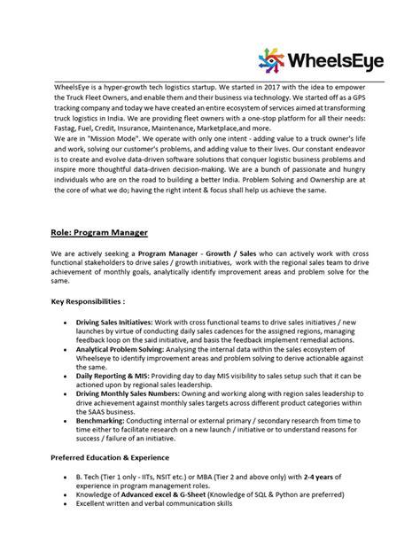 Image result for Program Manager Job Description