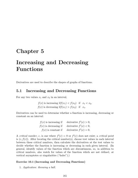 Increasing And Decreasing Functions - Chapter 5 Increasing and ...