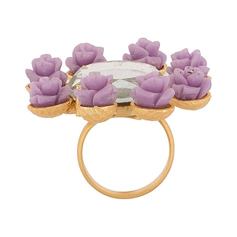 Statement Floral Purple Stone Studded Gold Tone Ring – VOYLLA