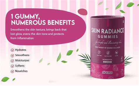 Nirvasa Skin Radiance Gummies Skin Marine Collagen Builder| 60 Gummy ...