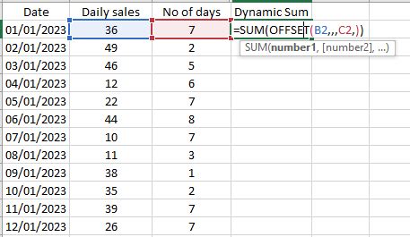 Excel Dynamic Array Sum 的图像结果