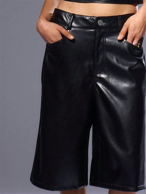 MUSERA PU Longline Jorts שנות ה-90 אביב קיץ | SHEIN IL