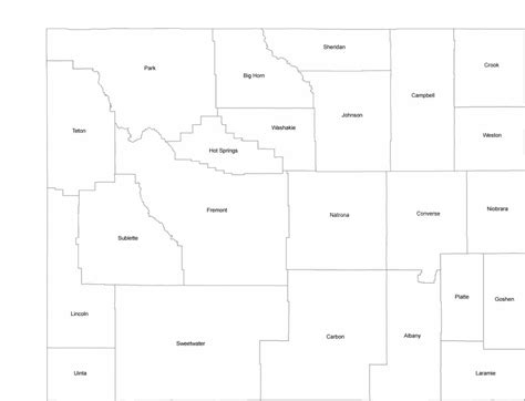 Wyoming County Map with County Names Free Download