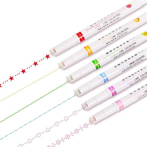 TRUENIX Curve Highlighter Pen Set,6 Color Flownwing Curve Pens ...