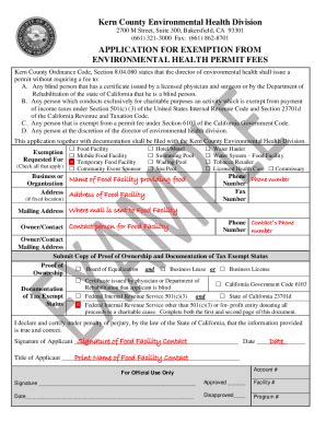 Fillable Online Environmental Health Permit Application Form Fax Email ...