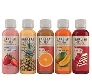 Bakefat India 5 Flavour Baking Emulsion Set (Mango, Pineapple, Orange ...