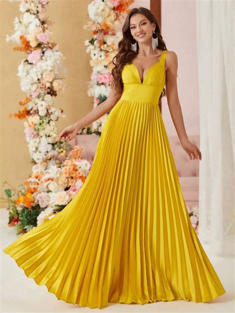 SHEIN Belle Elegante vestido de mujer para la noche con pliegues de ...