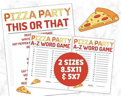 Pizza Party Game Bundle, A-Z This or That, Printable Party Games, Instant Download, Kids and ...
