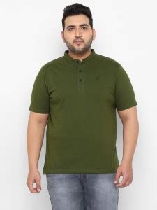 Urbano Plus Solid Men Mandarin Collar Green T-Shirt - Buy Urbano Plus ...