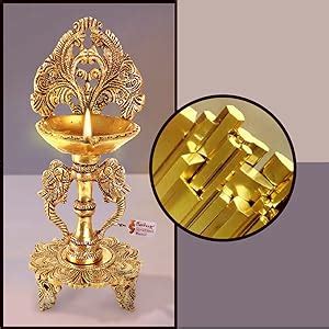 Buy Two Moustaches Ethnic Twin Peacock Design Brass Oil Diya with Base ...