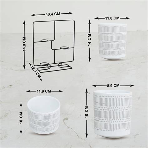 Buy Valencia Back Wall Textured Round Set Of 4Pcs. Planters on Stand ...