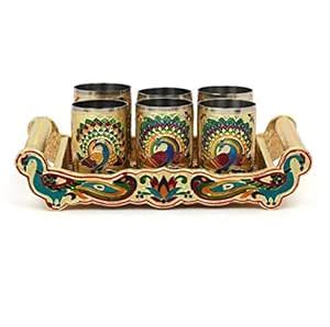 KHODIYAR Decorative Stainless Steel Handmade Meenakari Peacock Design 6 ...