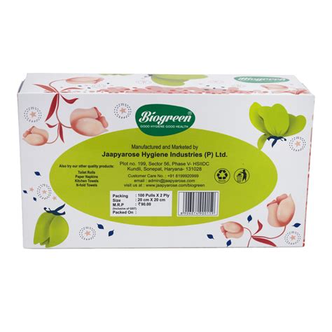 Biogreen Soft Facial/Face Tissues, 2ply, 100 Pulls, 100 Pulls X 2 Ply ...