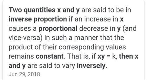 When two quantities x and y are in inverse proportion,then x/y is a ...