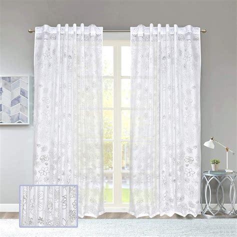 Buy LINENWALAS Floral Net Semi Transparent Door Curtains, Sheer Back ...
