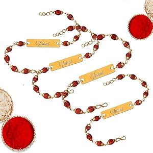 Buy Personalized Rudraksh Rakhi Set with Name Plate, Traditional ...