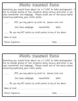 Photo Consent Form by Jamie Perchinsky | TPT