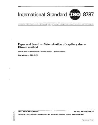 ISO 8787:1986, Paper and board - Determination of capillary rise ...