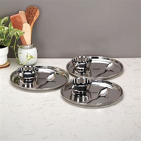 Sumeet Stainless Steel Heavy Gauge Mirror Finish Dinner Set of 9 Pcs ...