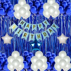 PARTY MIDLINKERZ Blue Birthday Decoration items Kit Happy Birthday ...