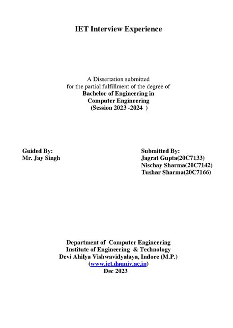 IET Interview Experience project Report final new-7 - IET Interview ...