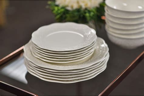 Buy Country 18pc Dinnerware Set Ivory Floral Formal Modern Contemporary ...