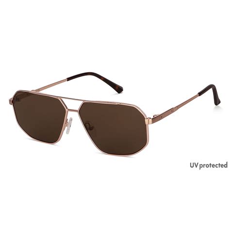 Gold Brown Solid Full Rim Rectangle John Jacobs JJ Tints JJ S13801 C2 ...