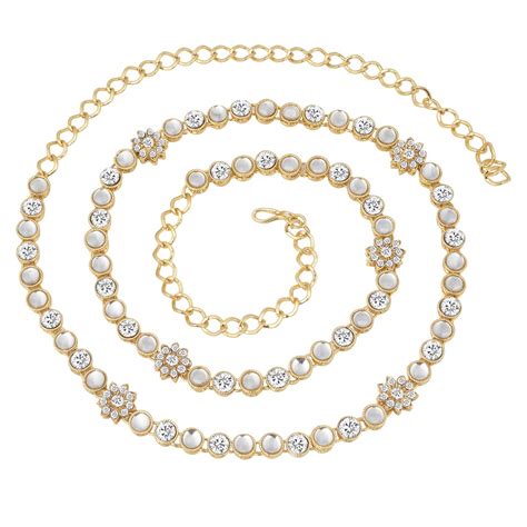 Buy Peora Traditional Jewellery 18K Gold Plated Kundan Waist Belt ...